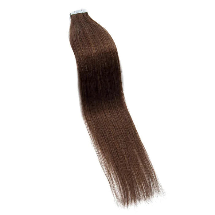 Thumbnail: Straight Tape In Remy Hair Extension #4 Chocolate Brown