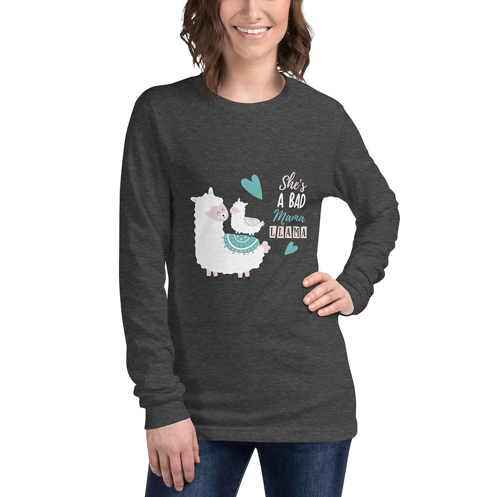 Thumbnail: She's a Bad Mama Llama Unisex Long Sleeve Tee