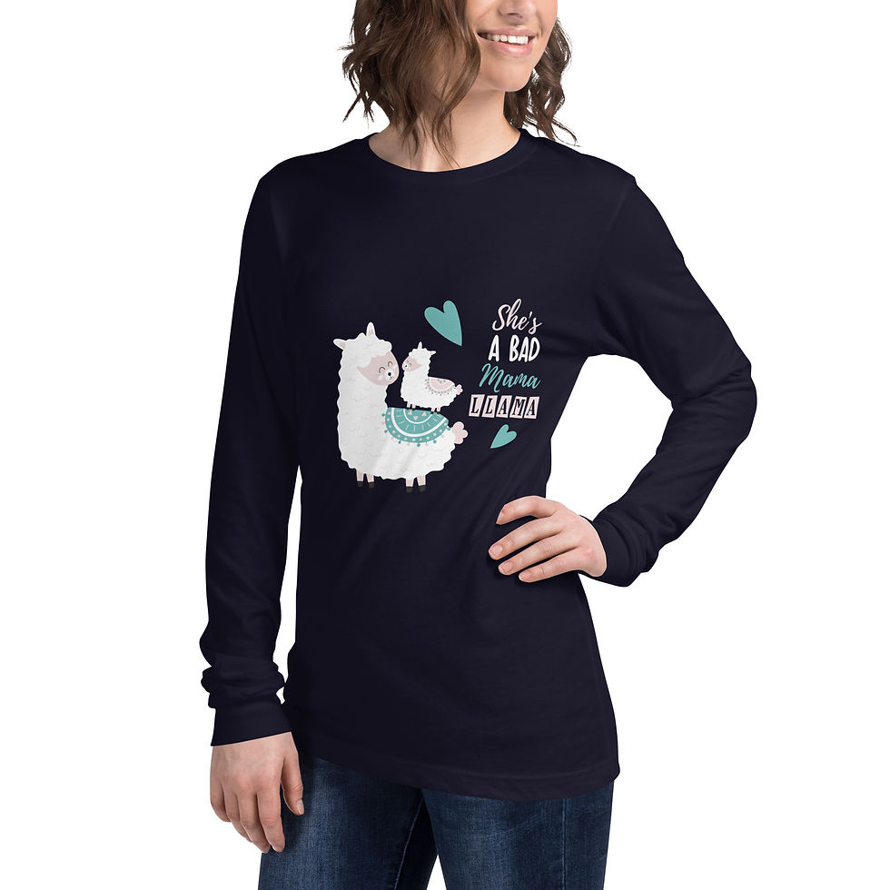 サムネイル： She's a Bad Mama Llama Unisex Long Sleeve Tee