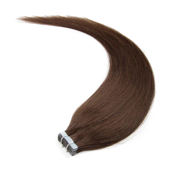 Thumbnail: Straight Tape In Remy Hair Extension #4 Chocolate Brown