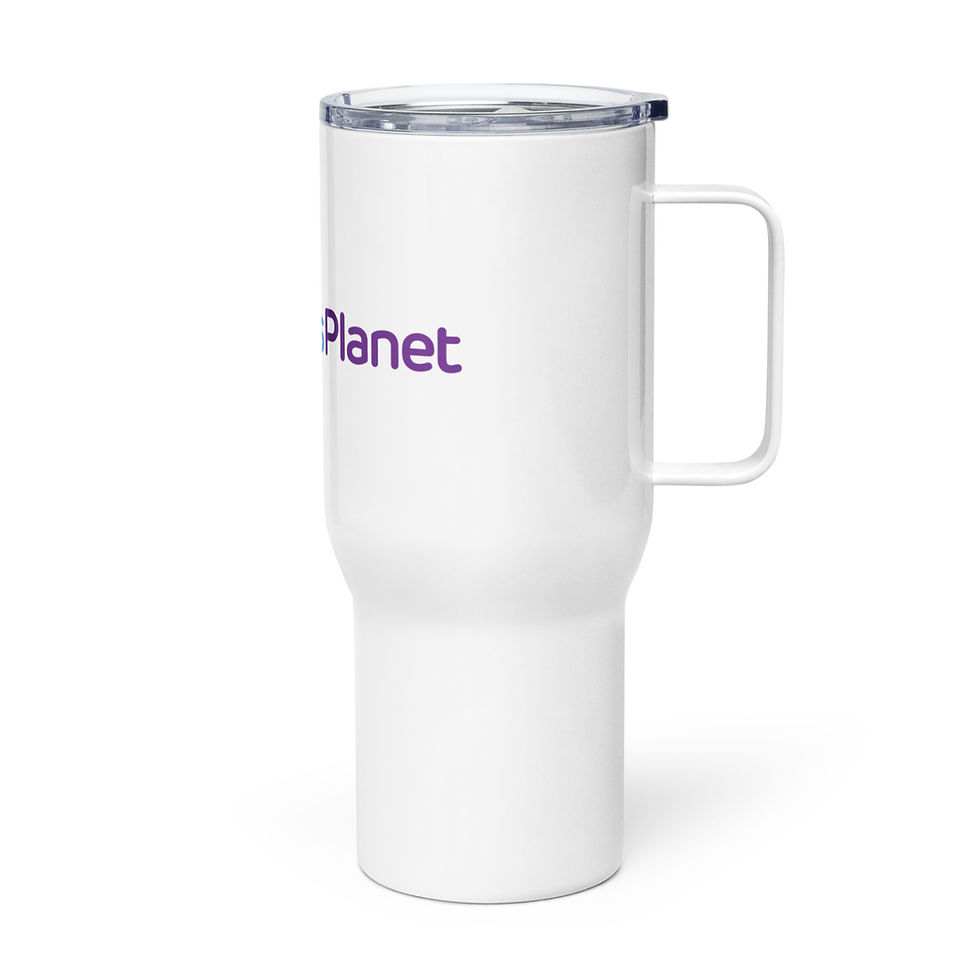 Thumbnail: Janet's Planet Logo Travel mug with a handle