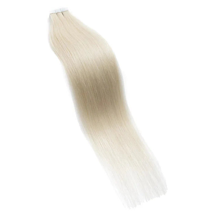 Thumbnail: Straight Tape In Remy Hair Extension #60 White Blonde