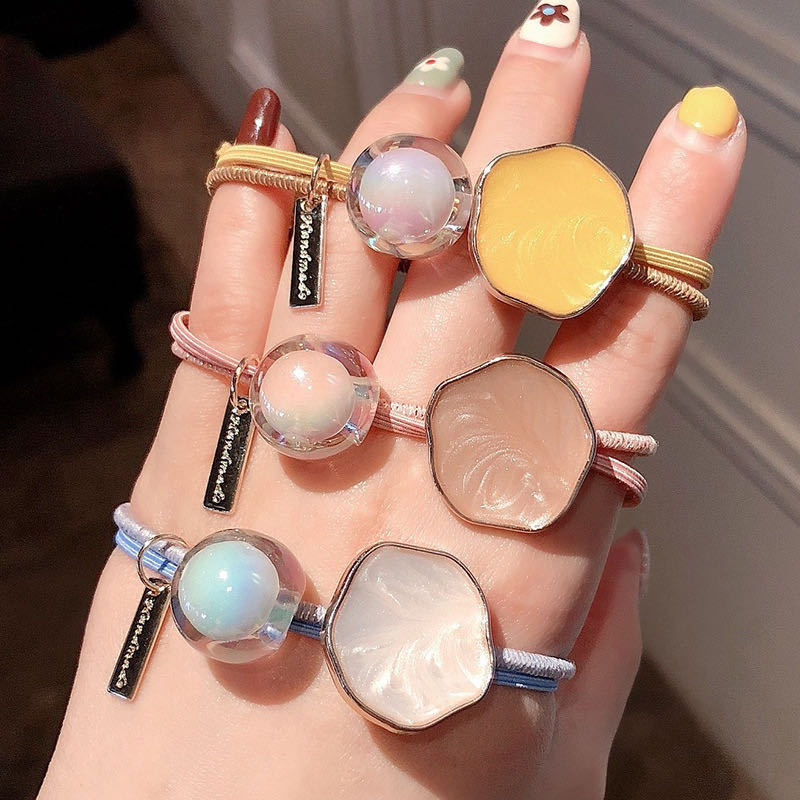 縮圖：2Pcs Bead Decor Hair Tie