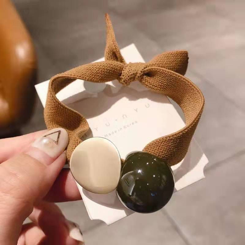 縮圖：2Pcs Bead Decor Hair Tie