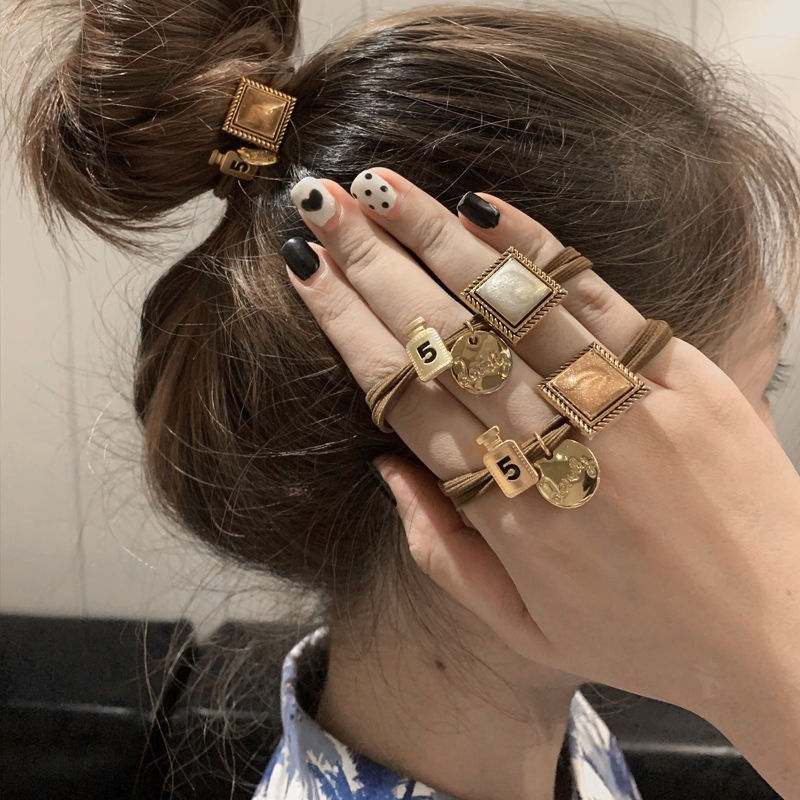 縮圖：2Pcs Bead Decor Hair Tie
