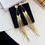 Thumbnail: Elegant multi-layer long chain tassel fashion geometric circle earrings with rhi