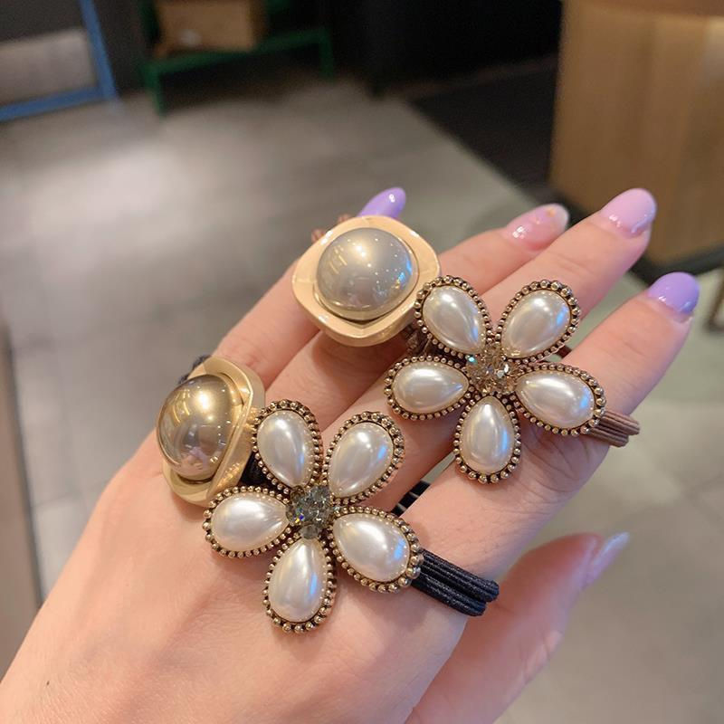 2Pcs Bead Decor Hair Tie