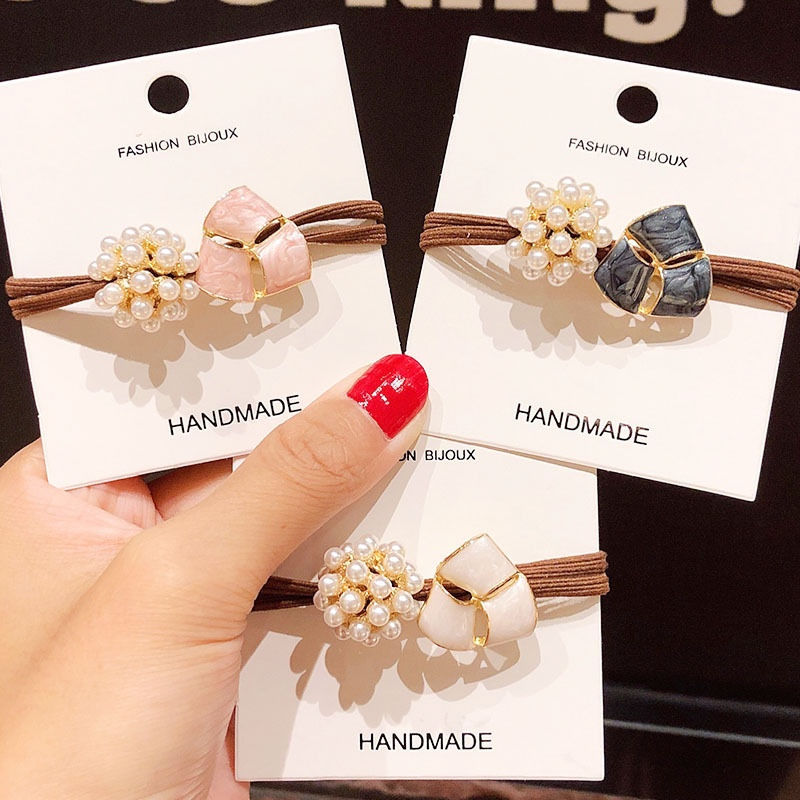 縮圖：2Pcs Bead Decor Hair Tie