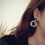 Thumbnail: Gold Alloy Crystal Black Star Circle Drop Earrings, Dangle Earrings, Party Earri