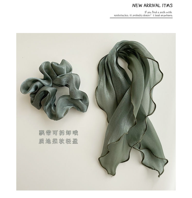 縮圖：Long Bow Silk Bead Decor Hair Tie