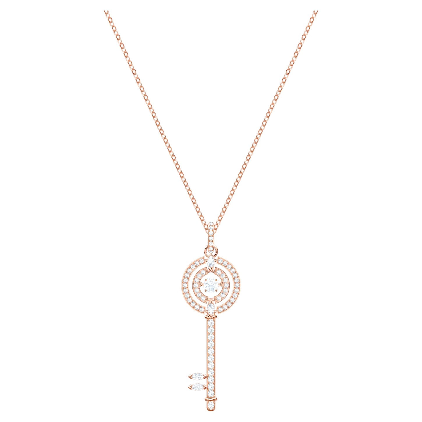 SWAROVSKI SPARKLING DANCE KEY PENDANT, WHITE, ROSE-GOLD TONE PLATED