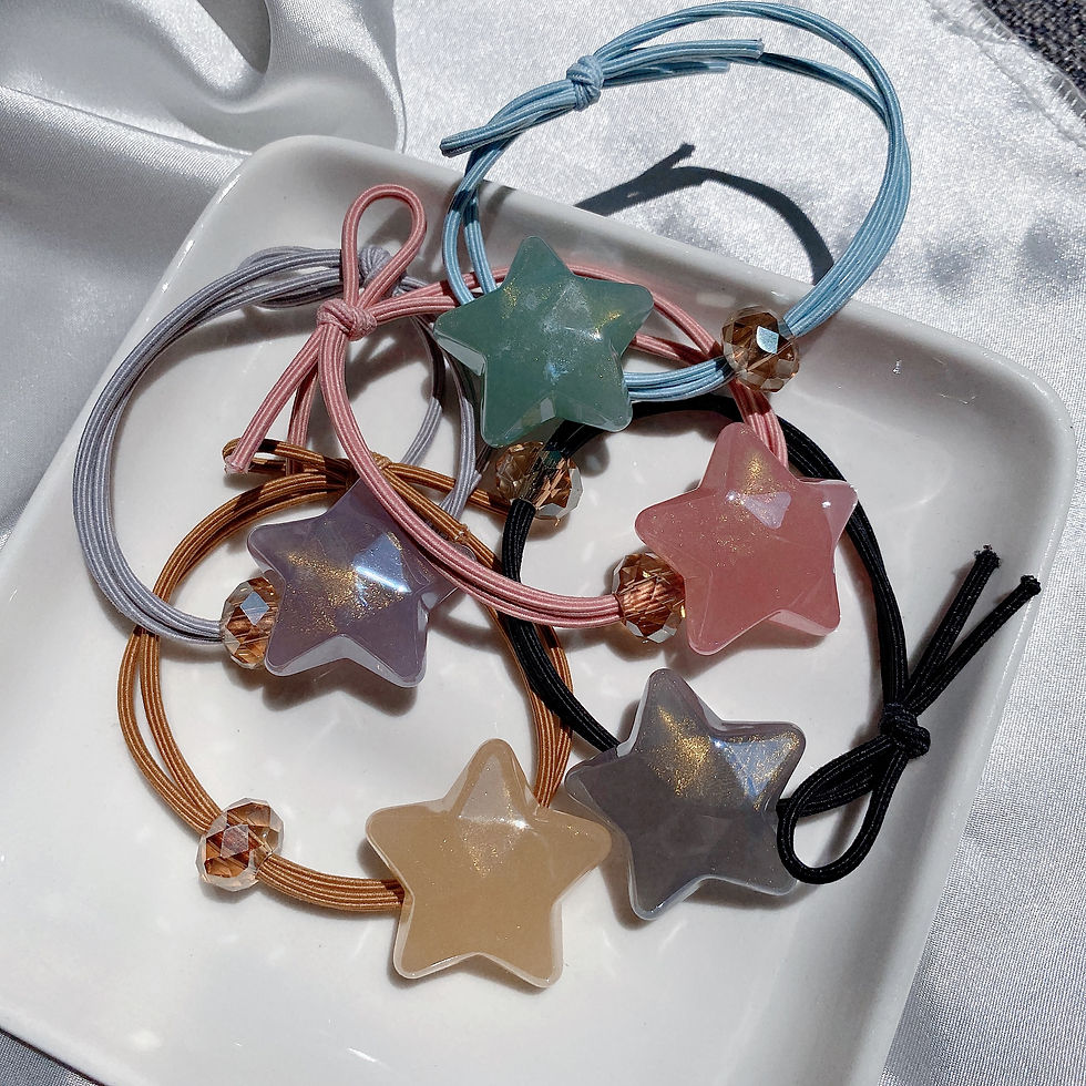縮圖：2Pcs Bead Decor Hair Tie