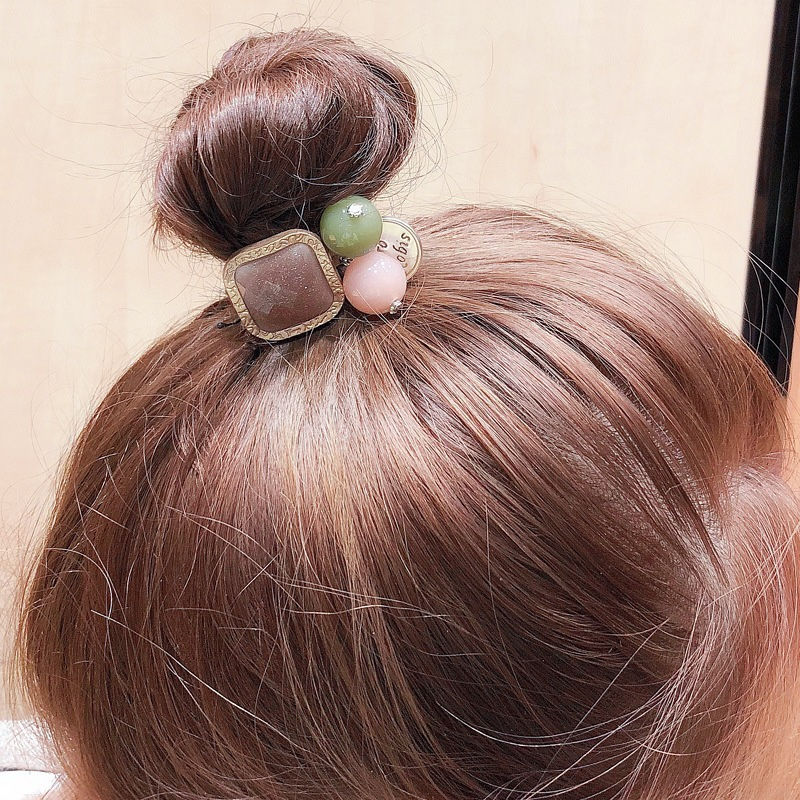 縮圖：2Pcs Bead Decor Hair Tie