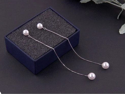 縮圖：Silver Pearl Small Hoop Earrings, Ear Wire