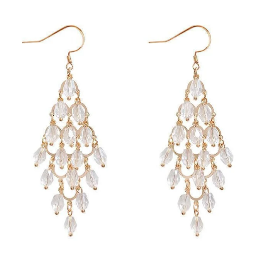 Thumbnail: Bohemian Ethnic Style Long Crystal Earrings, High-end Design, Personalized Fashi
