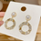縮圖：Silver Post Pearl Zircon Hoop Earrings