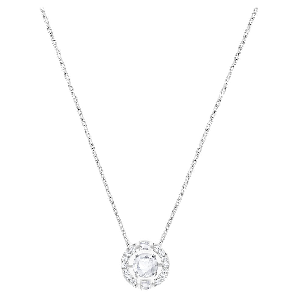 Swarovski Sparkling Dance Round Necklace, White, Rhodium plated