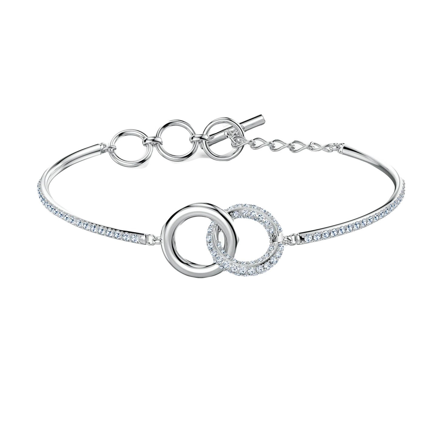 SWAROVSKI STONE BANGLE, WHITE, RHODIUM PLATED