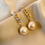 Thumbnail: Curb Chain Rhinestone Embellished Pearl Long Drop Earrings