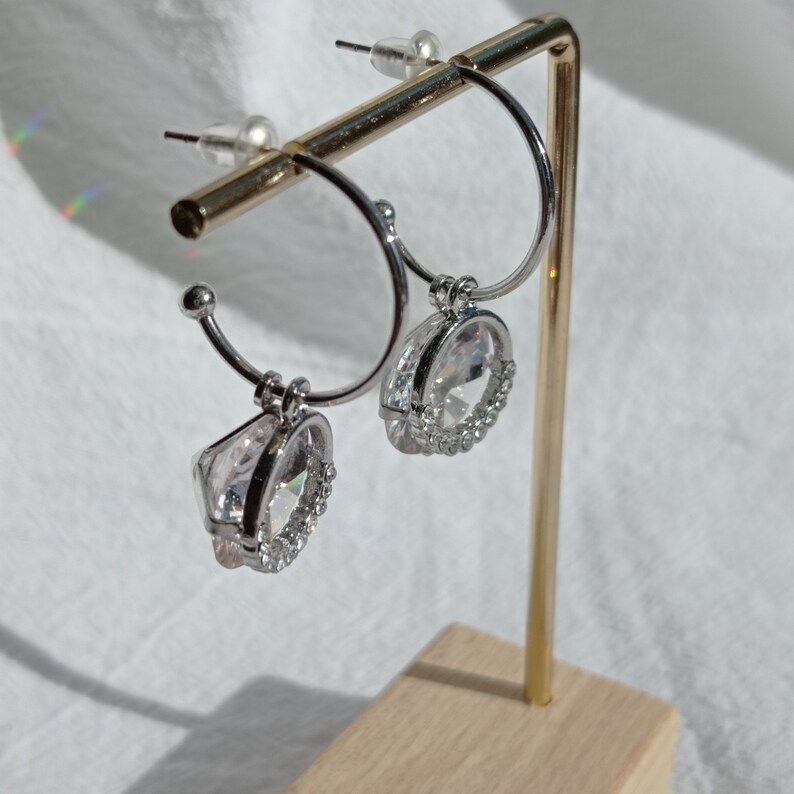 縮圖：Circle Crystal Pendant, Party Earring, Drop Earrings