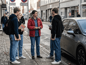 Kørelæreren giver eleverne praktisk undervisning i elbil i Aarhus