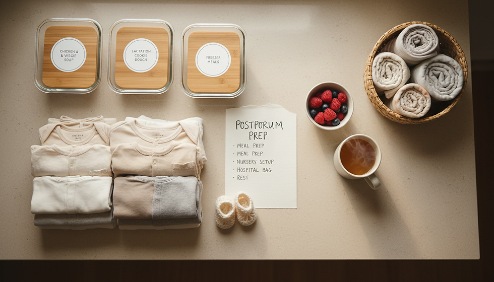 Maternidade e pós-parto: Como se preparar para a chegada do bebê com alimentos congelados, mala pronta e itens organizados