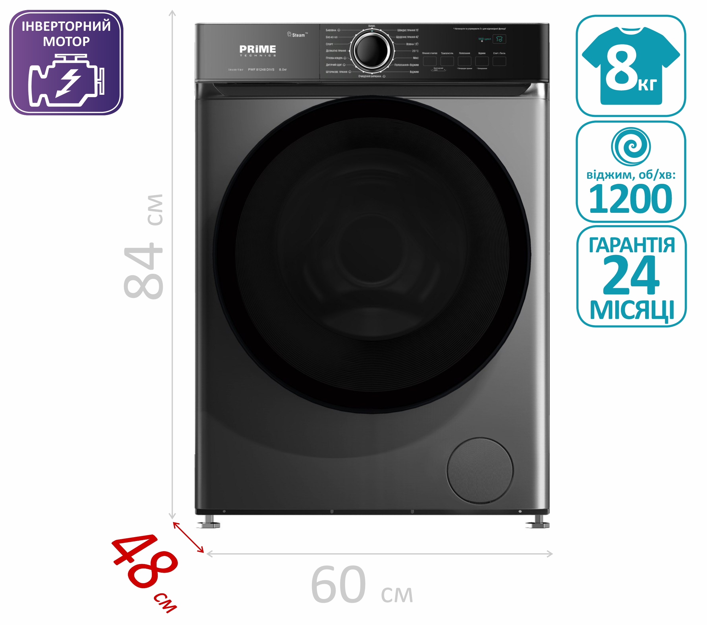 Пральна машина автомат PWF 81248 DIVS