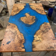 Custimized blue and brown table