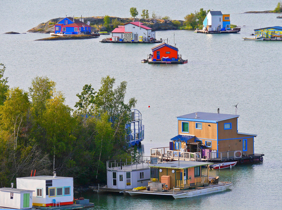 House Boats in Great Slave Lake at Yellowknife, Northwest Territories