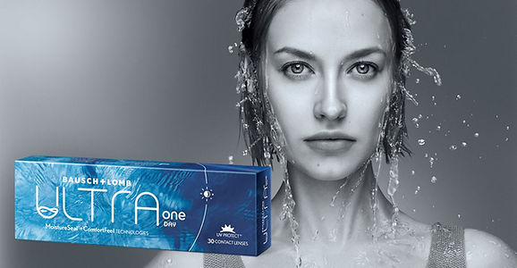 Showcasing a female wearing Bausch + Lomb contact lenses