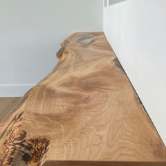 Stylish slab of wood being used as a table