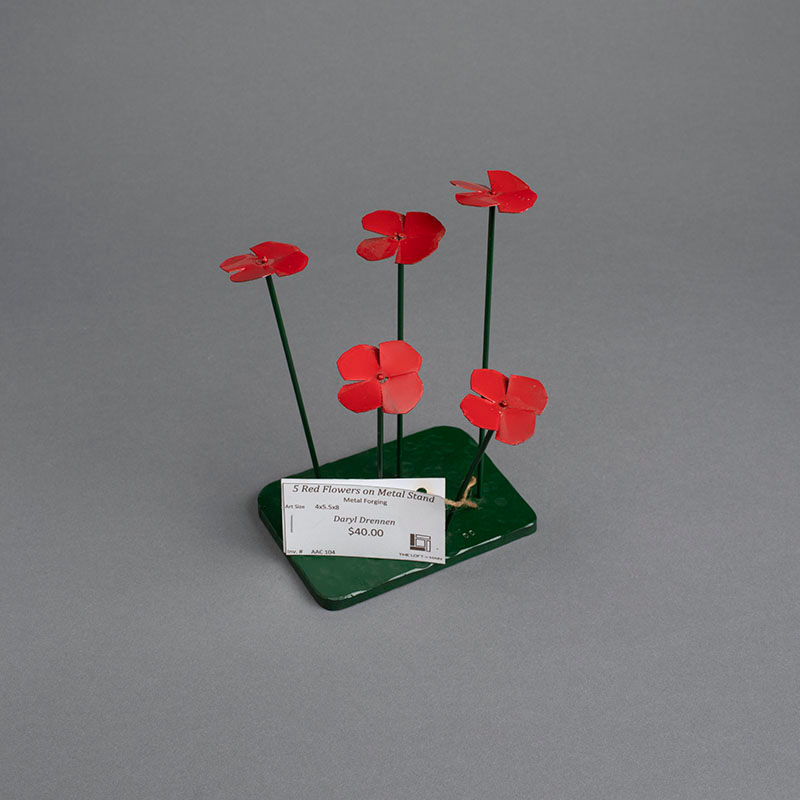 Thumbnail: 5 Red Flowers on Metal Stand