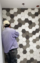 Convinación hexágono blanco, gris y negro