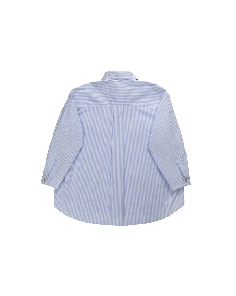 Thumbnail: A blue and white oversized button-down striped shirt.