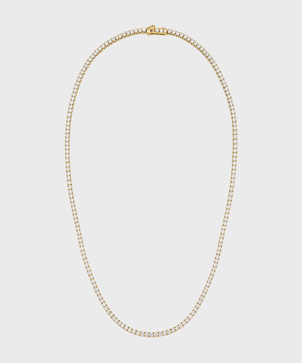 14K Yellow Gold 2mm Flipless Lab Grown Diamond Tennis Necklace 15inch 5ct premium sparkling diamonds