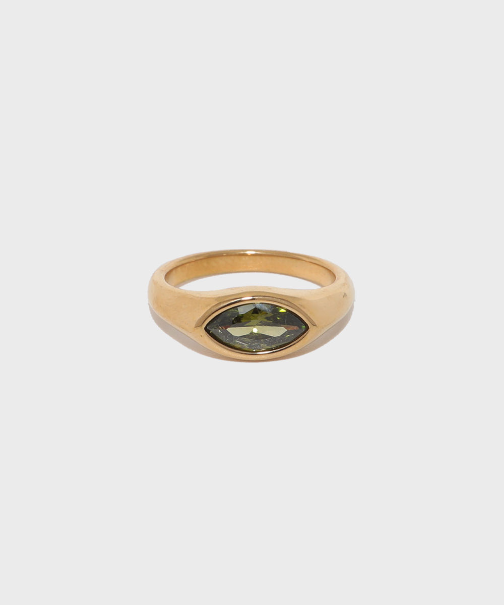 Gem stone green Eye Gold Ring