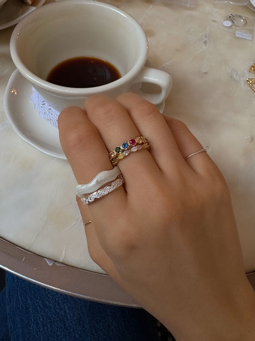 colorful gemstone gold ring