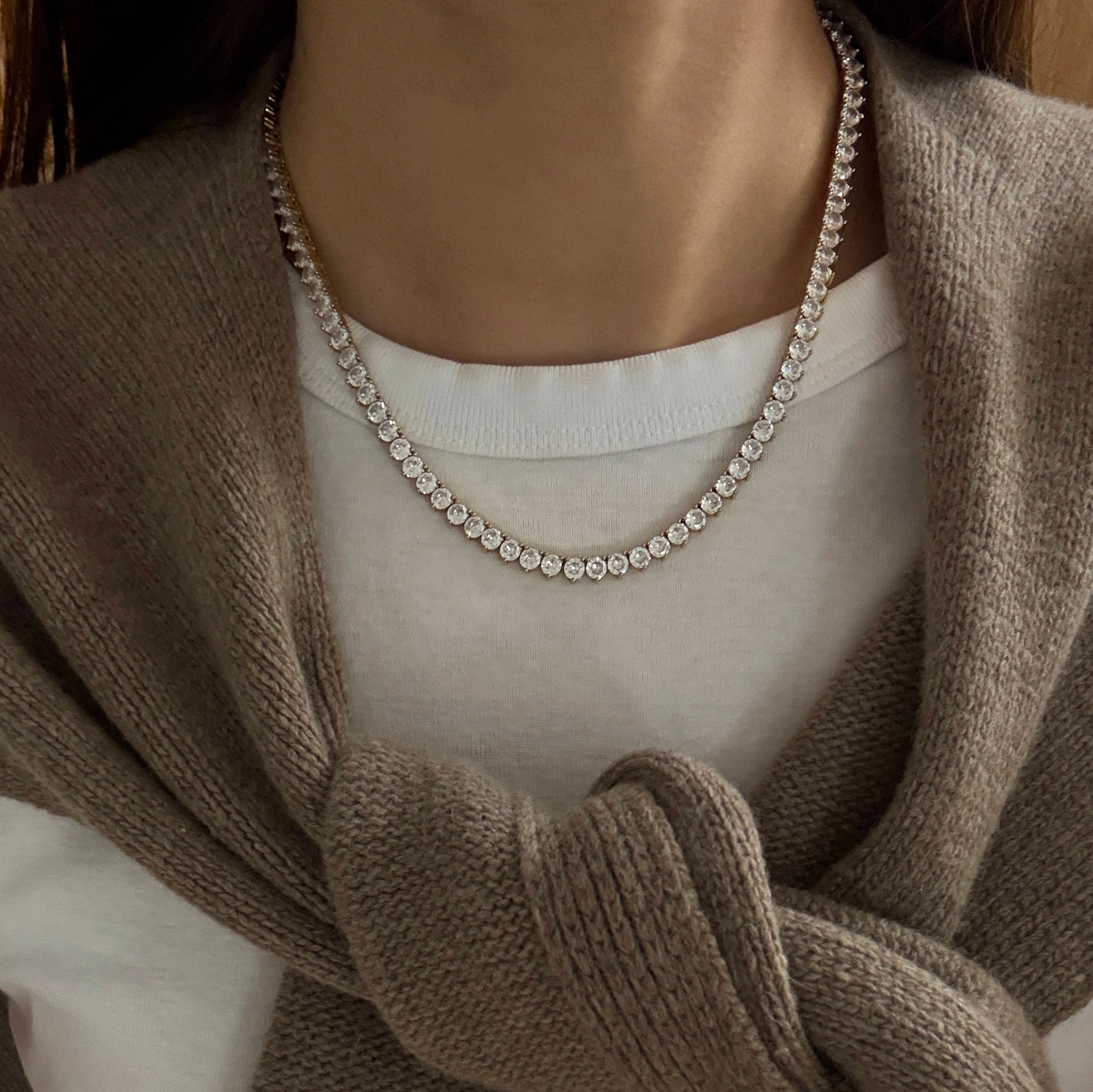 Heart shape Tennis Necklace