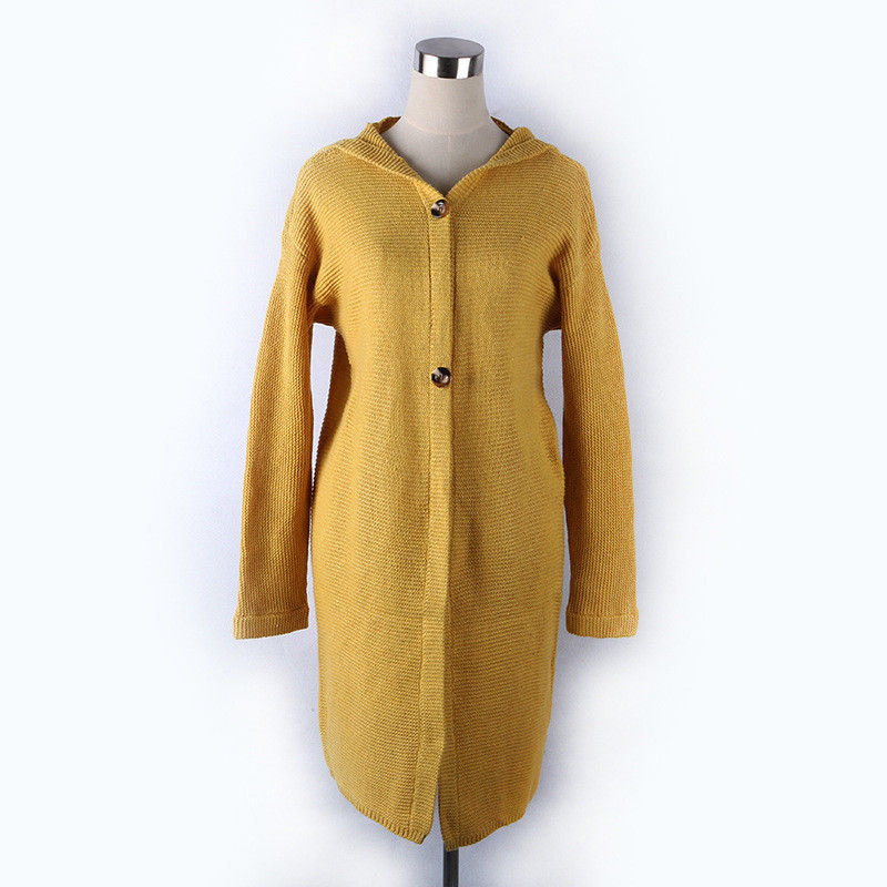 Thumbnail: Fall-Winter Knit Hooded Long Sweaters