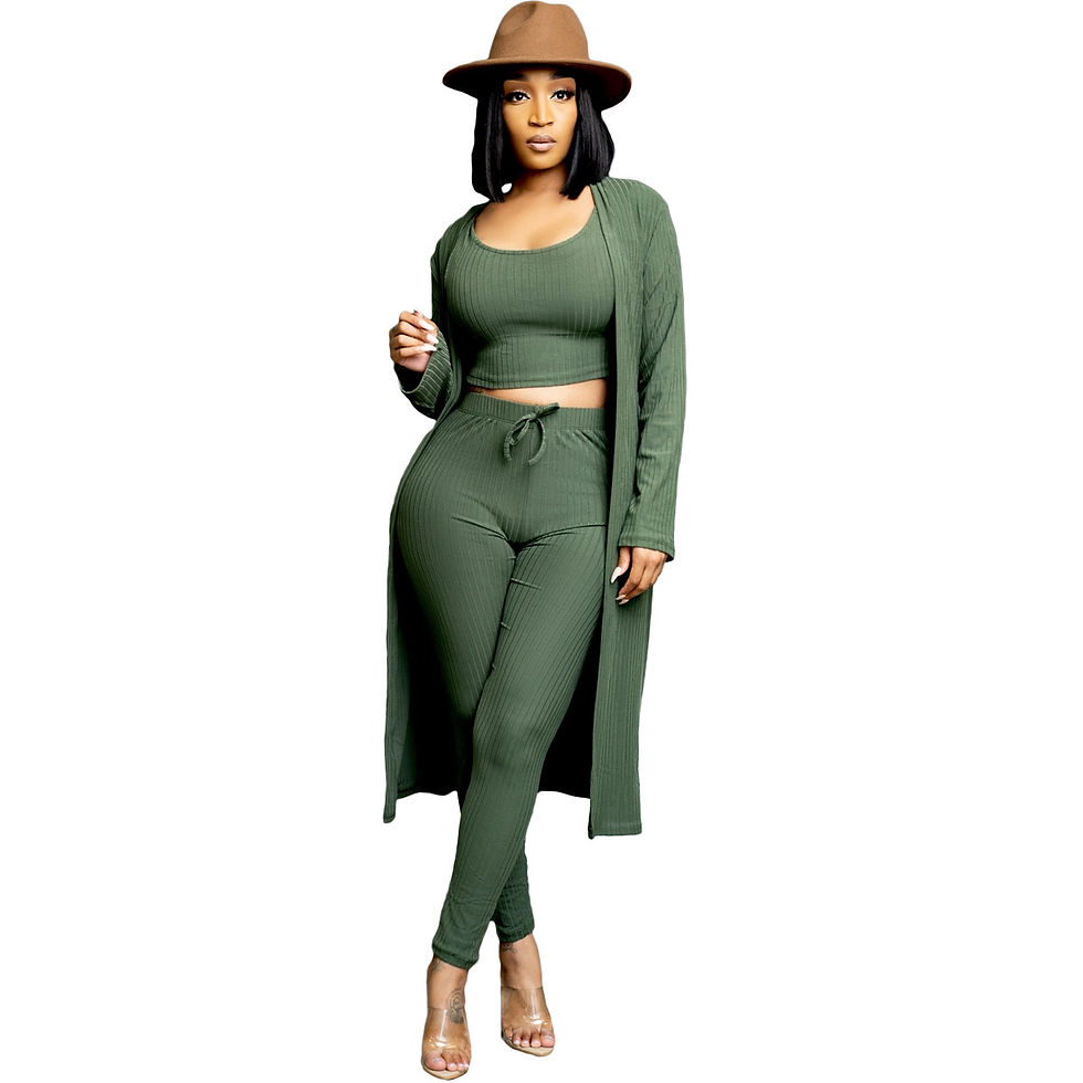 Thumbnail: Cardigan and Long Pant  3 Piece Knitted Lounge Wear