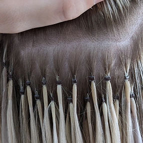 Beautifully neat nano hair extensions installed