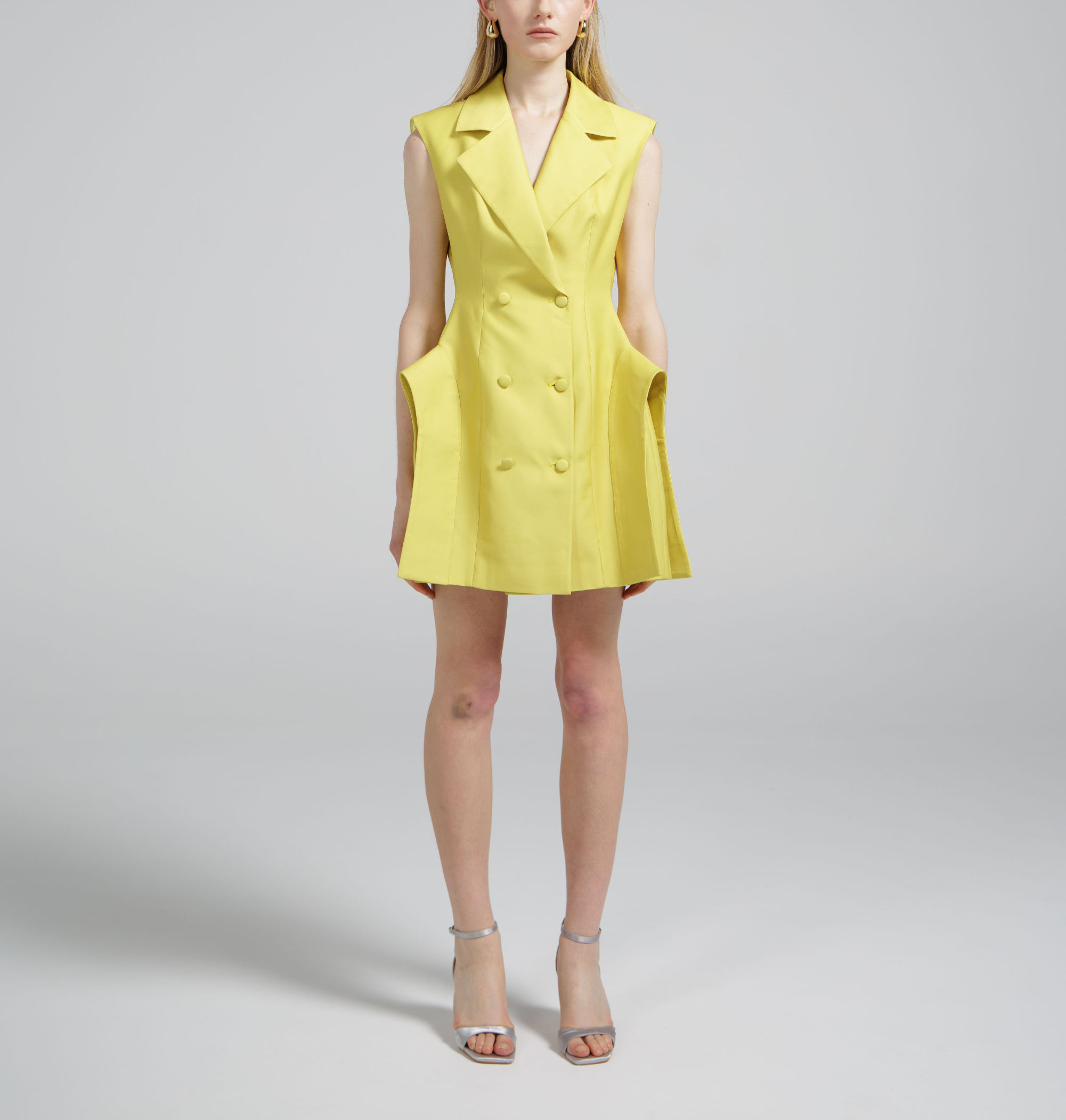 Yellow Sculpted Blazer Dress