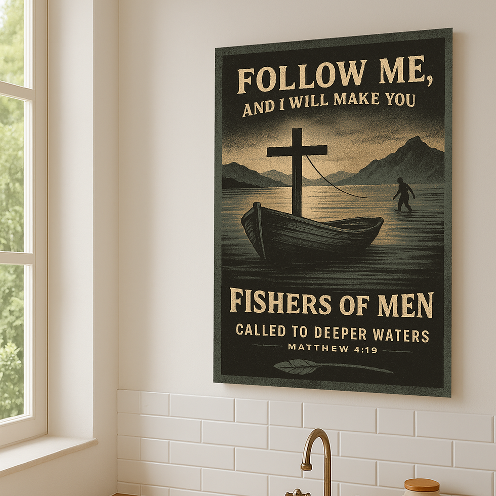 Fishers of Men Metal Wall Art – Christian Scripture Sign Matthew 4:19 Faith Home