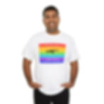 Thumbnail: A man wearing a T-shirt with an image of the pride flag and a rifle. The text on the shirt reads "Arm your queer friends."