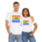 Thumbnail: A couple wearing T-shirts with an image of the pride flag and a rifle. The text on the shirt reads "Arm your queer friends."