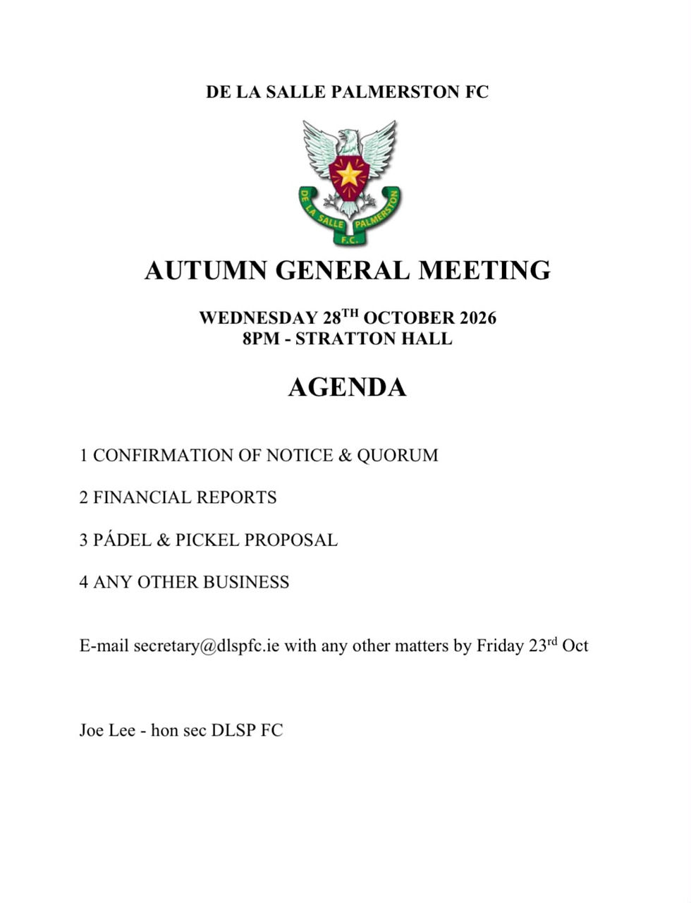 Autumn General Meeting Advisory