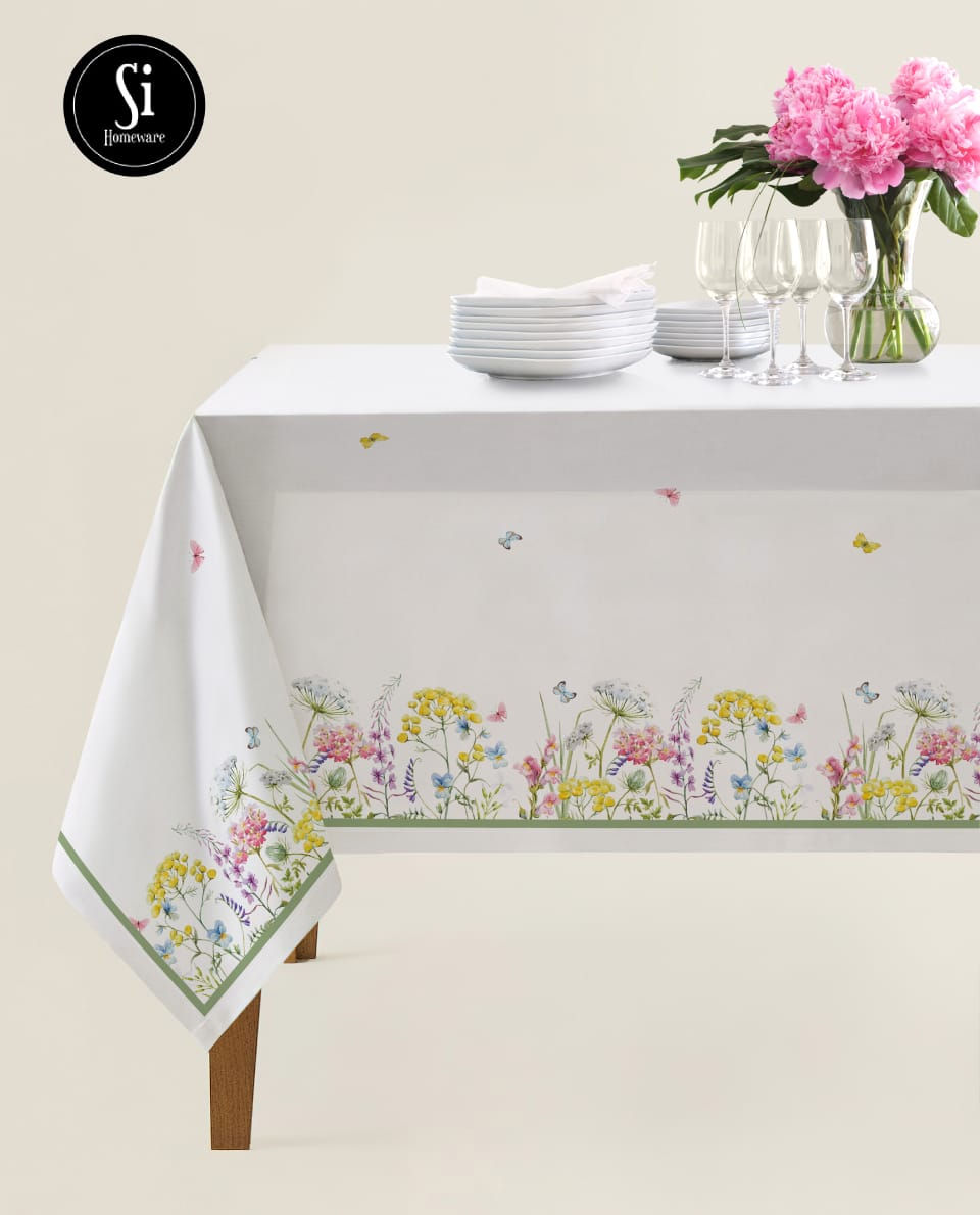 Toalha de Mesa - Floral com Borboletas