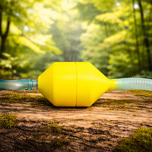 Vibrant yellow hookah on mossy log.png