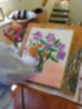 palette knife and brush floral work
