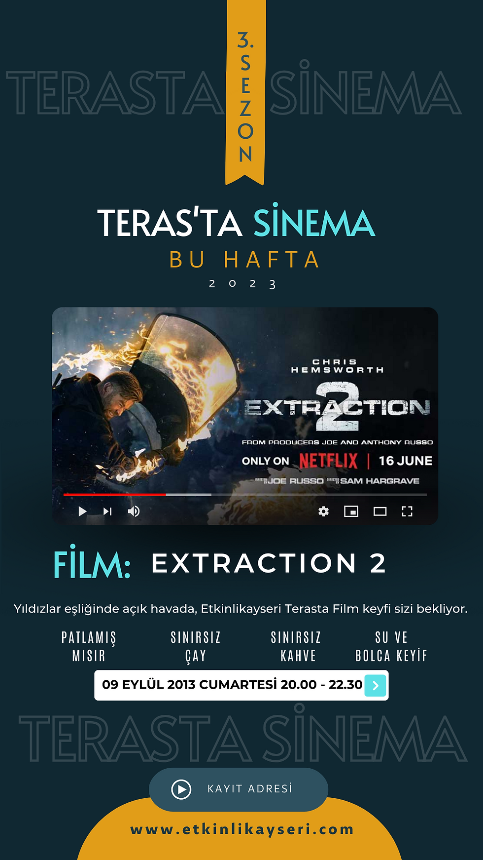 TERAS'TA SİNEMA 09 EYLÜL CUMARTESİ - EXTRACTION 2